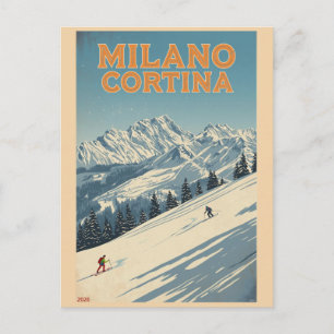 Milano Cortina 2026 Vintage Skioord cadeaus Briefkaart