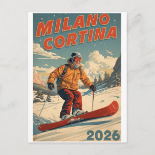 Milano Cortina 2026 Vintage Skioord cadeaus Briefkaart