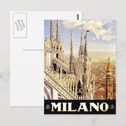 Milano, Italië briefkaart afbeelding (Voorkant / Achterkant)