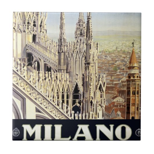 Milano Italië Gotische kathedraal Duomo Vintage Tr Tegeltje (Voorkant)