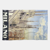 Milano Italië Gotische kathedraal Duomo Vintage Tr Theedoek (Horizontaal)