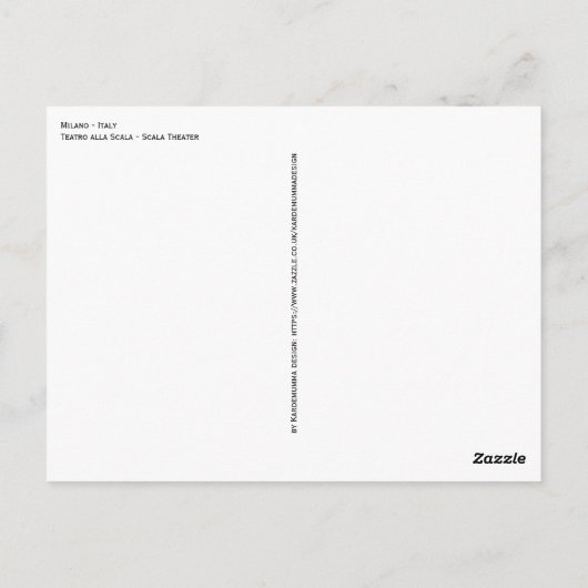 Milano, Italië - La Scala Theater, opera house Briefkaart (Achterkant)
