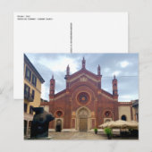 Milano, Italië - oude kerk, rode bakstenen Briefkaart (Voorkant / Achterkant)