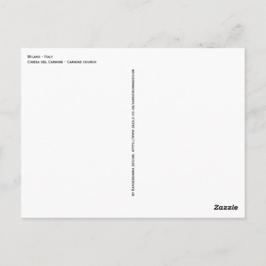 Milano, Italië - oude kerk, rode bakstenen Briefkaart (Achterkant)