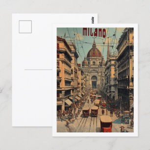 Milano Italië Vintage Beroemde Reisplaats Briefkaart