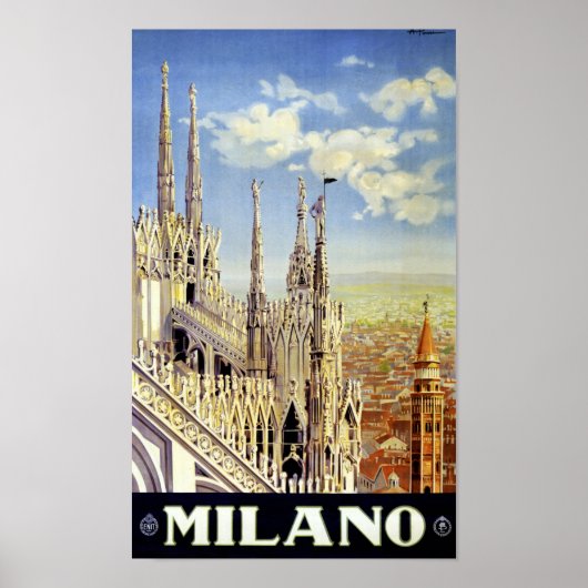 Milano Italy Vintage Travel Poster teruggezet (Voorkant)