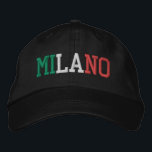 MILANO "Milaan" Italië Vlag Kleuren Groen Wit Rood Geborduurde Pet<br><div class="desc">MILANO "Milaan" Italiaanse stadsnaam geborduurd met Italië Vlag Kleuren Groen Wit en Rood op Zwart katoenen pet. Maakt een prachtig cadeau voor iedereen die het prachtige land van Italië aanbidt!</div>