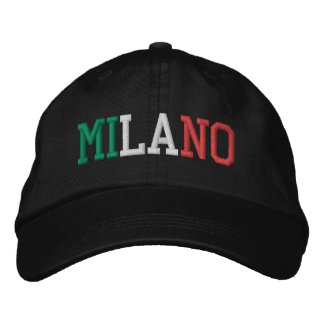 MILANO "Milaan" Italië Vlag Kleuren Groen Wit Rood Geborduurde Pet