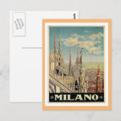 Milano Milan Italië Briefkaart voor reizen met bes (Voorkant / Achterkant)
