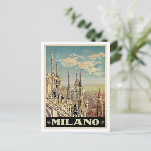 Milano Milan Italië Vintage Travel Briefkaart (Staand voorkant)