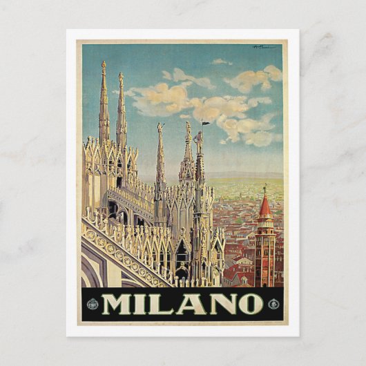 Milano Milan Italië Vintage Travel Briefkaart (Voorkant)