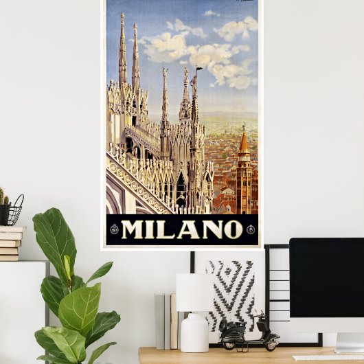 Milano Milan Italië - Vintage Travel Posters (Thuiskantoor)
