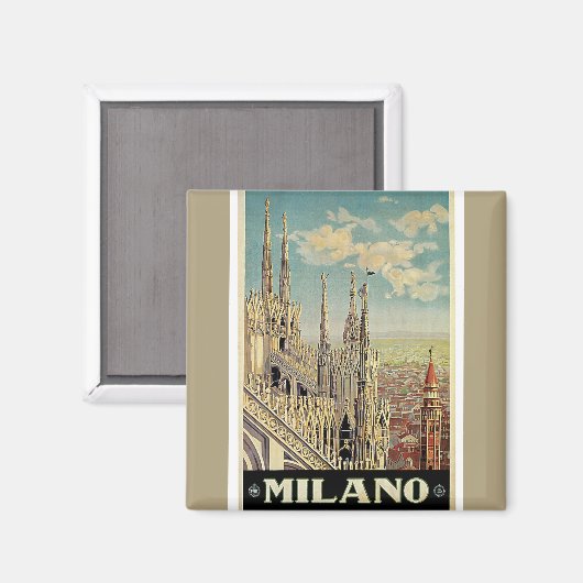 Milano Milan Italy Vintage Travel Magnet (Voorkant / Achterkant)