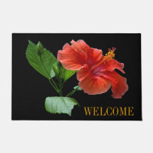 Milano Red Hibiscus door Welcome Mat