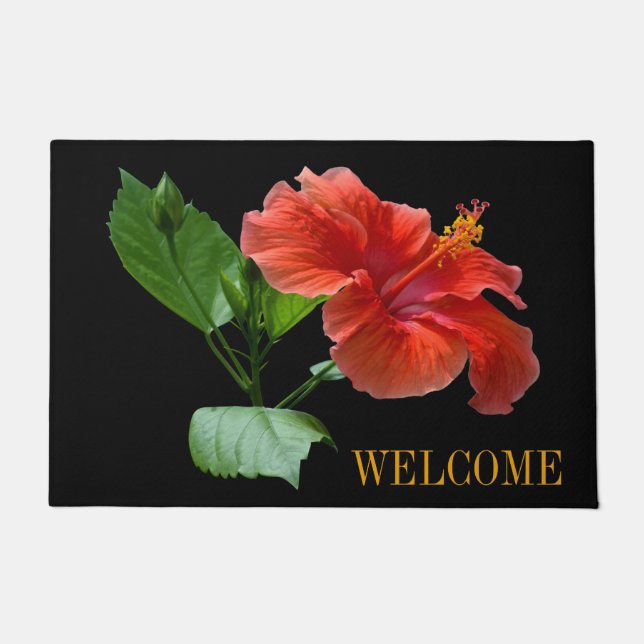 Milano Red Hibiscus door Welcome Mat (Voorkant)