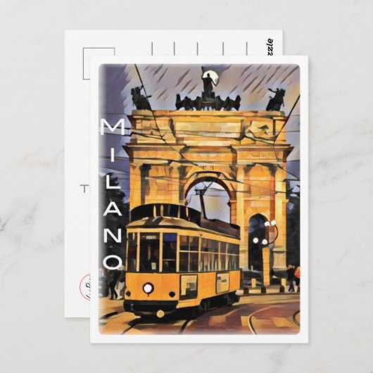 Milano - Tram e Arco della Pace - Briefkaart (Voorkant / Achterkant)