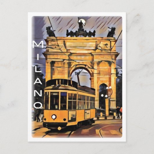 Milano - Tram e Arco della Pace - Briefkaart (Voorkant)