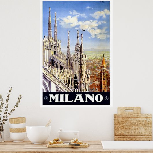  Milano Travel Advertisement Poster (Keuken)