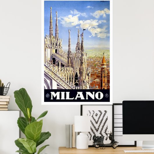  Milano Travel Advertisement Poster (Thuiskantoor)