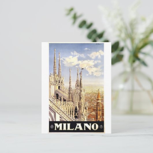 -Milano-Travel-poster. Briefkaart (Staand voorkant)