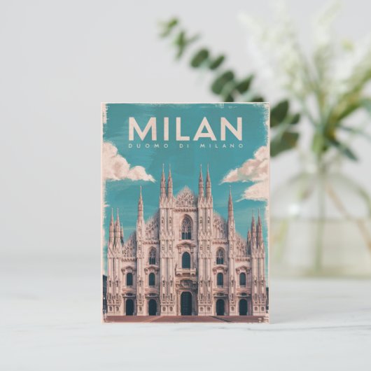 Milano, Waterverf van de kathedraal van Milaan Briefkaart (Staand voorkant)