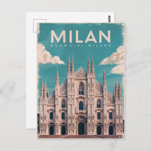Milano, Waterverf van de kathedraal van Milaan Briefkaart (Voorkant / Achterkant)