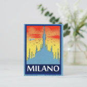 Milanokathedraal, silhouette, sunset, vintage-reis briefkaart (Staand voorkant)
