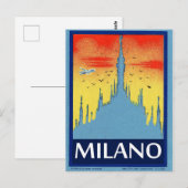 Milanokathedraal, silhouette, sunset, vintage-reis briefkaart (Voorkant / Achterkant)