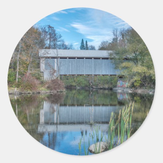 Milby Covered Bridge Ronde Sticker (Voorkant)