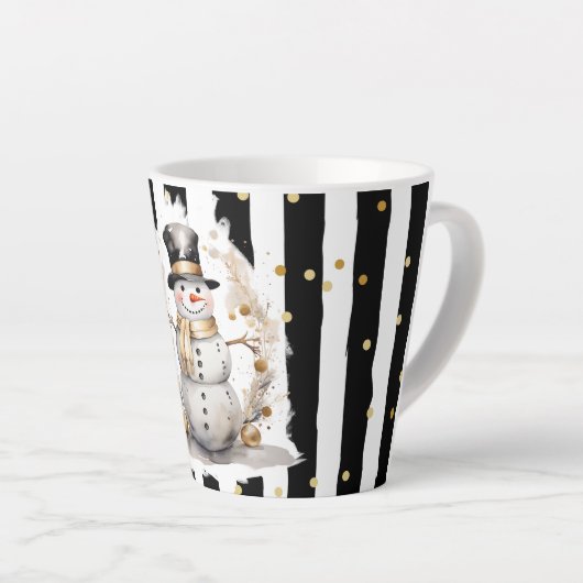 Milchtasse Klein Snowman and Stripes Var01 Latte Mok (Rechterhoek)