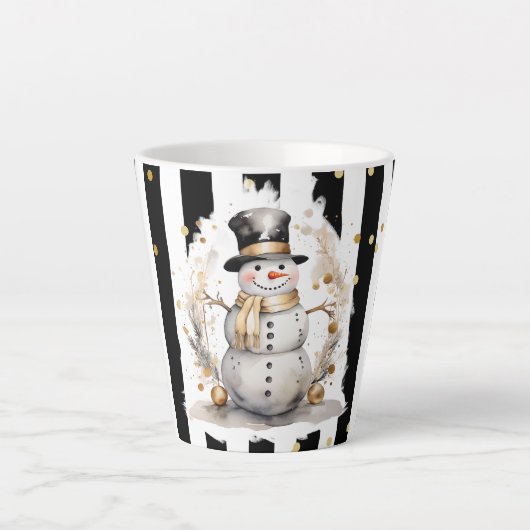 Milchtasse Klein Snowman and Stripes Var01 Latte Mok (Voorkant)
