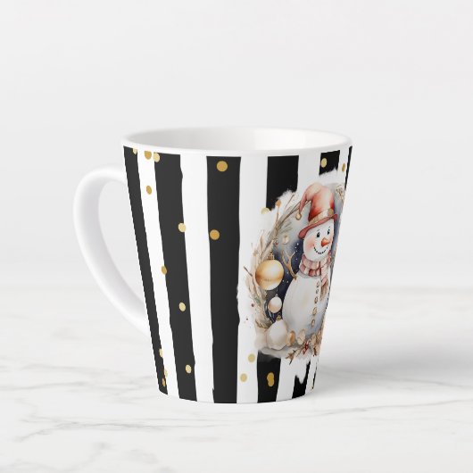 Milchtasse Klein Snowman and Stripes Var02 Latte Mok (Linkerhoek)