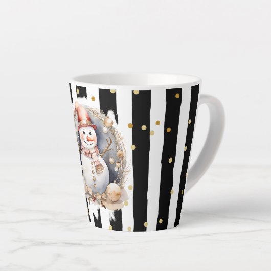 Milchtasse Klein Snowman and Stripes Var02 Latte Mok (Rechterhoek)