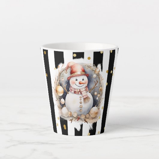 Milchtasse Klein Snowman and Stripes Var02 Latte Mok (Voorkant)