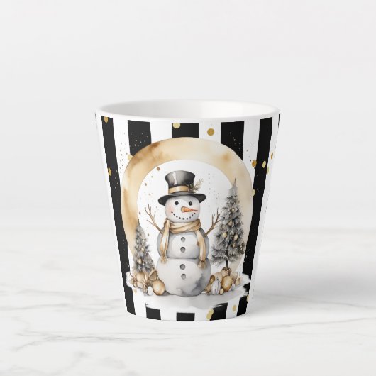 Milchtasse Klein Snowman and Stripes Var03 Latte Mok (Voorkant)