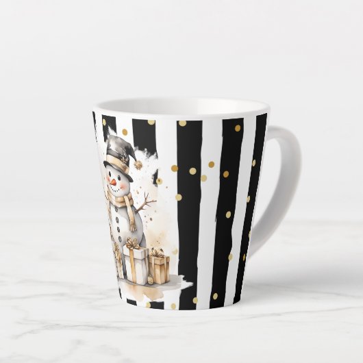 Milchtasse Klein Snowman and Stripes Var04 Latte Mok (Rechterhoek)