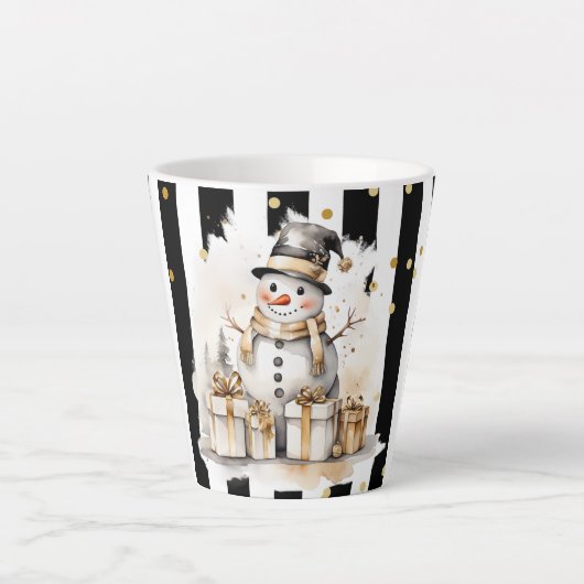 Milchtasse Klein Snowman and Stripes Var04 Latte Mok (Voorkant)