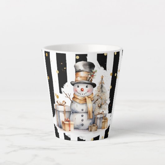 Milchtasse Klein Snowman and Stripes Var05 Latte Mok (Voorkant)