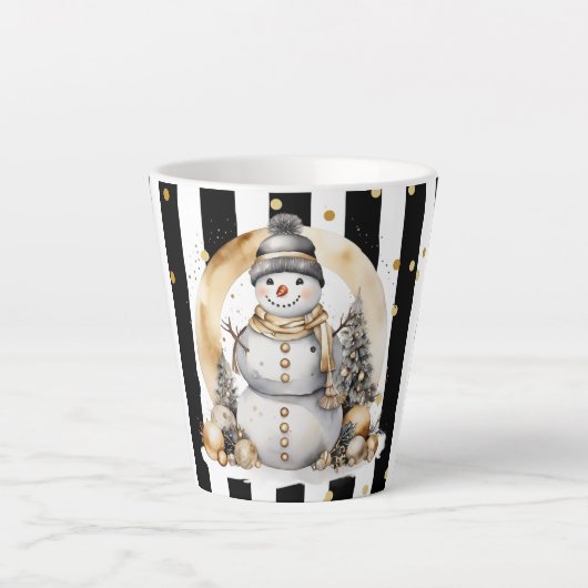 Milchtasse Klein Snowman and Stripes Var06 Latte Mok (Voorkant)