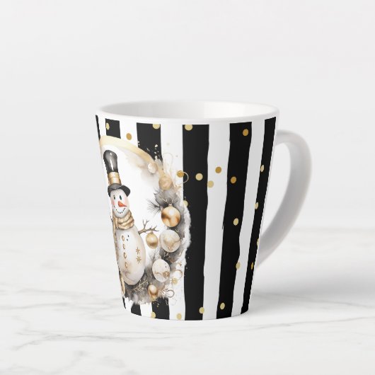 Milchtasse Klein Snowman and Stripes Var07 Latte Mok (Rechterhoek)