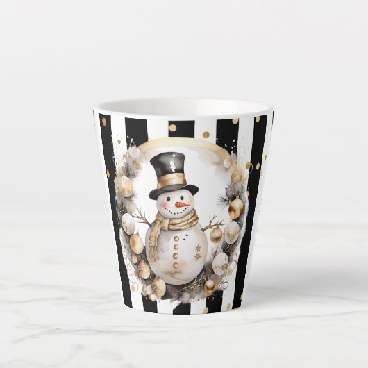 Milchtasse Klein Snowman and Stripes Var07 Latte Mok (Voorkant)