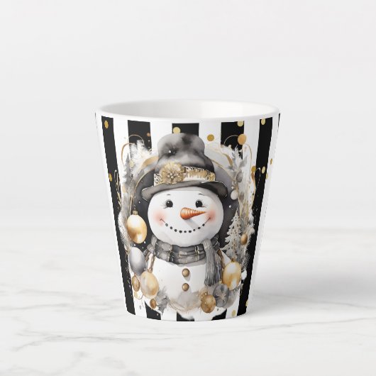 Milchtasse Klein Snowman and Stripes Var08 Latte Mok (Voorkant)