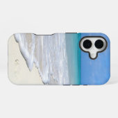 Milde branding witte zandstrand iPhone 16 hoesje (Achterkant horizontaal)