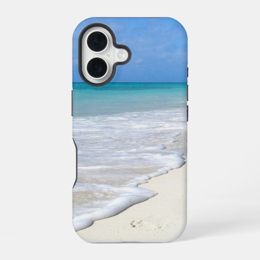 Milde branding witte zandstrand iPhone 16 hoesje (Achterkant)