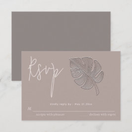 Milde eenvoudige geprägde tropische blad RSVP Kaartje