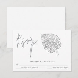 Milde eenvoudige geprägde tropische blad RSVP Kaartje