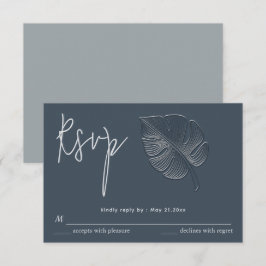 Milde eenvoudige geprägde tropische blad-RSVP RSVP Kaartje