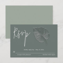 Milde eenvoudige geprägde tropische blad-RSVP RSVP Kaartje
