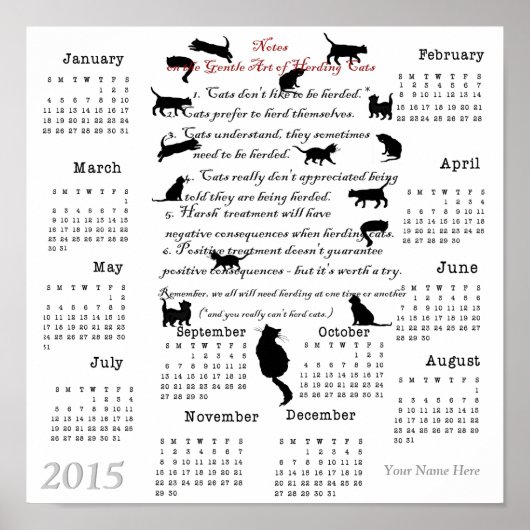 Milde Kunst van het Hoeden van Katten...2015 Kalen Poster (Voorkant)