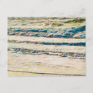 Milde oceaan golven op zandstrand briefkaart